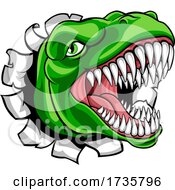Poster, Art Print Of Dinosaur T Rex Or Raptor Cartoon Mascot
