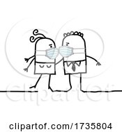 Poster, Art Print Of Stick Couple Kissing With Masks