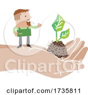 Poster, Art Print Of Farmer On A Hand With A Seedling Plant