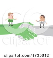 Poster, Art Print Of Farmer And Business Man On Giant Shaking Hands