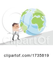 Poster, Art Print Of Businessman Pushing Earth Uphill