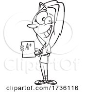 Cartoon Black And White Woman Holding A Good Grade