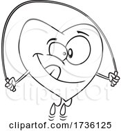 Poster, Art Print Of Cartoon Black And White Heart Skipping Rope