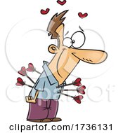 Cartoon Guy Struck With Cupids Arrows
