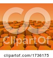 Poster, Art Print Of 3d Modern Background With Orange Extruding Hexagons