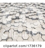 3D Abstract Background Of Extruding White Hexagons With Shallow Depth Of Field