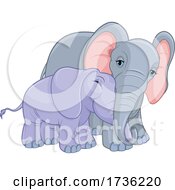 Poster, Art Print Of Cute Baby Elephant And Mamma