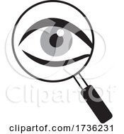 Poster, Art Print Of Grayscale Eye In A Magnifying Glass