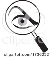 Poster, Art Print Of Grayscale Female Eye In A Magnifying Glass