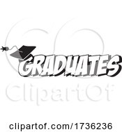 Poster, Art Print Of Black And White Mortar Board On Graduates Text