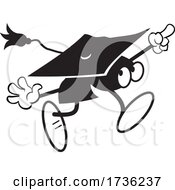 Poster, Art Print Of Black And White Mortar Board Character Running