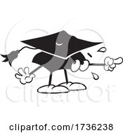 Poster, Art Print Of Black And White Mortar Board Character In Fear
