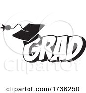 Poster, Art Print Of Black And White Mortar Board On Grad Text