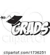Poster, Art Print Of Black And White Mortar Board On Grads Text