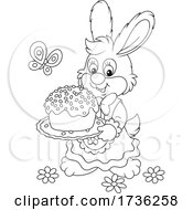 Poster, Art Print Of Bunny Rabbit Carrying An Easter Cake