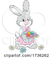 Poster, Art Print Of Bunny Rabbit Carrying Dyed Easter Eggs