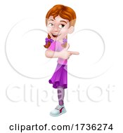 Poster, Art Print Of Kid Cartoon Girl Child Pointing Sign