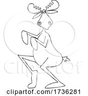 Poster, Art Print Of Cartoon Black And White Sneaky Moose