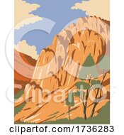 Poster, Art Print Of Pinnacles National Park With Rock Formations In Salinas Valley California United States Wpa Poster Art
