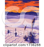 Poster, Art Print Of White Sands National Park With Soaptree Yucca In Tularosa Basin New Mexico Wpa Poster Art