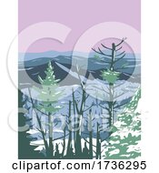 Poster, Art Print Of Great Smoky Mountains National Park During Winter In Tennessee And North Carolina United States Wpa Poster Art