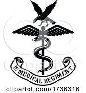 Poster, Art Print Of Emblem Of The 16 Medical Regiment Black And White