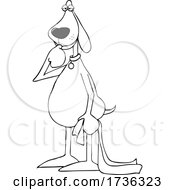 Poster, Art Print Of Cartoon Black And White Dog Sucking His Thumb