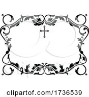 Poster, Art Print Of Floral Frame With A Cross