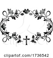 Poster, Art Print Of Floral Frame With A Cross