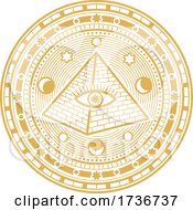 Poster, Art Print Of Golden Yellow Magic Alchemy Occult Religion Astrology Mystic Symbol