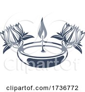 Poster, Art Print Of Oil Candle And Lotus Flowers