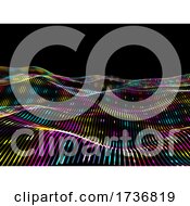 Poster, Art Print Of 3d Techno Background With Neon Coloured Flowing Particle Design