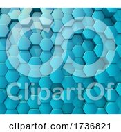 Poster, Art Print Of 3d Abstract Background With Wall Of Extruding Hexagons
