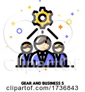 Poster, Art Print Of Icon Of Business Team And Gear For Technical Project Development Optimization Concept