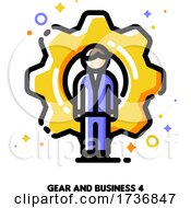 Poster, Art Print Of Icon Of Businessman On A Background Of Gear For Technical Director Or Engineering Manager Concept