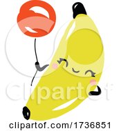 Poster, Art Print Of Cute Banana Fruit With Balloon