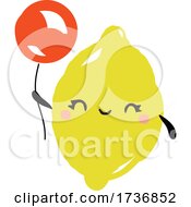 Poster, Art Print Of Cute Lemon Fruit With Balloon