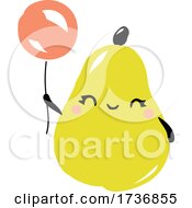 Poster, Art Print Of Cute Pear Fruit With Balloons
