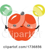 Poster, Art Print Of Cute Apple Fruit With Balloons