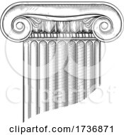 Poster, Art Print Of Classic Greek Roman Column Ionic Pillar Woodcut