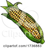 Poster, Art Print Of Corn Vegetable Vintage Woodcut Illustration