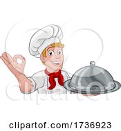 Poster, Art Print Of Chef Cook Baker Man Cartoon Peeking Over Sign