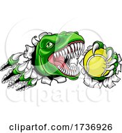 Poster, Art Print Of Dinosaur Tennis Player Animal Sports Mascot