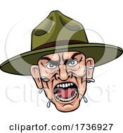 Poster, Art Print Of Angry Army Bootcamp Drill Sergeant Cartoon