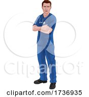 Nurse Or Doctor In Scrubs With Stethoscope by AtStockIllustration