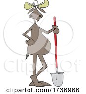 Poster, Art Print Of Moose Worker With A Shovel