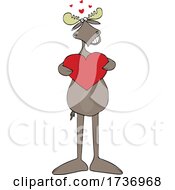 Poster, Art Print Of Sweet Valentine Moose Holding A Heart