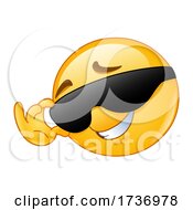 Poster, Art Print Of Yellow Smiley Emoji Emoticon Flirting And Touching His Sunglasses