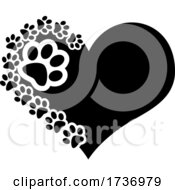 Black Heart With Dog Paw Prints