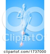 Poster, Art Print Of 3d Male Medical Figure Running With Knee And Ankle Bones Highlighted